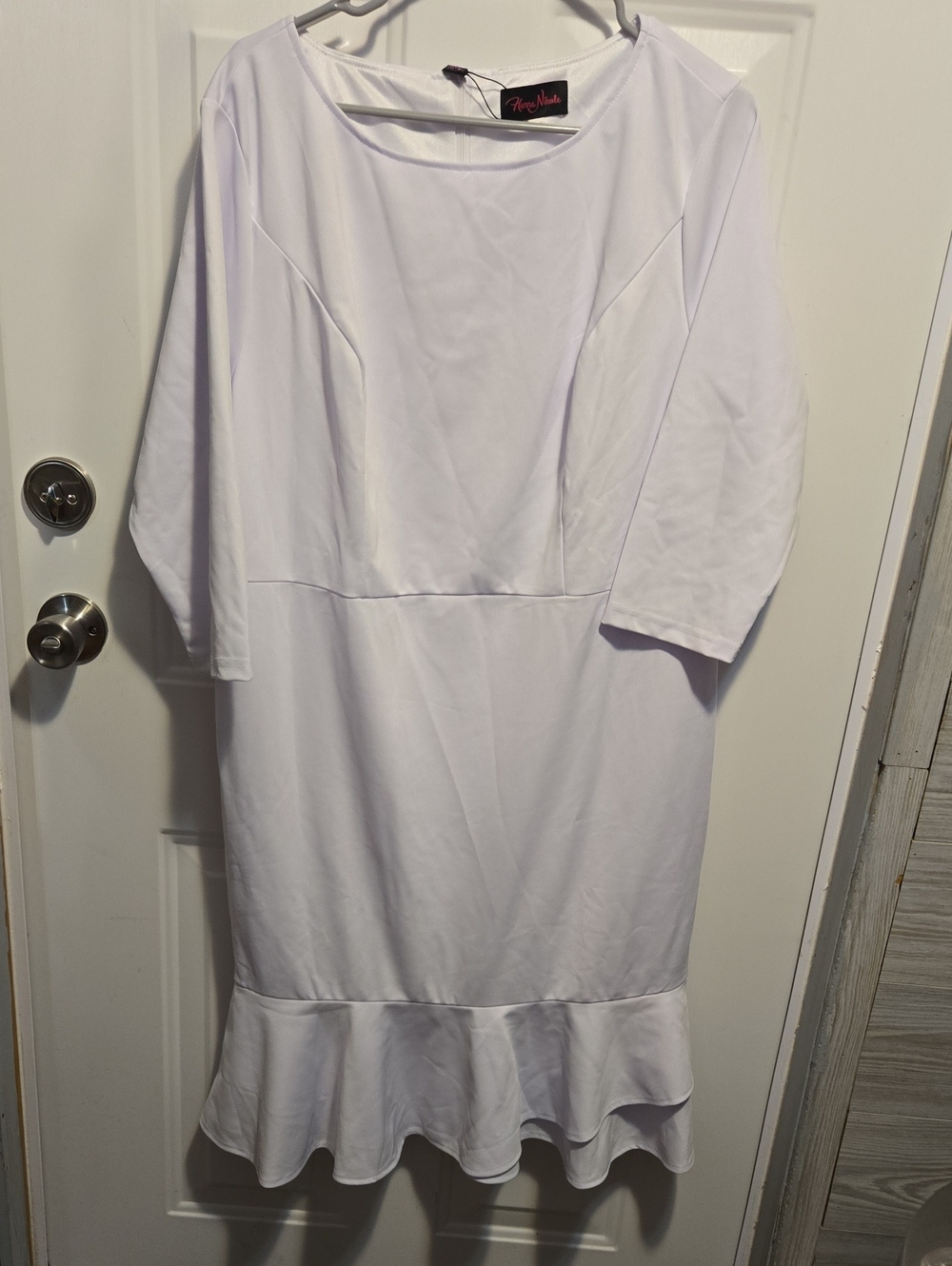 Plus-Size White Ruffle-Hem Midi Dress by Hanna Nicole
